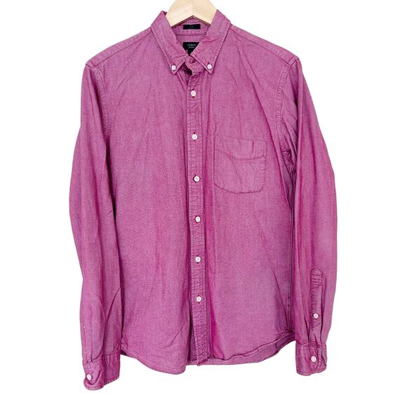 J. Crew Red Slim Fit Oxford Long Sleeve Button Down Sz M - Picture 2 of 6